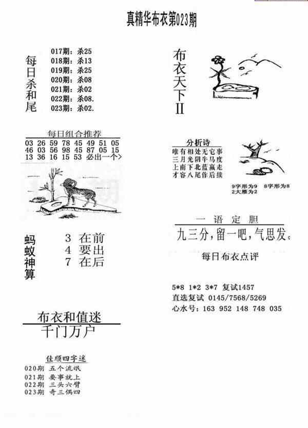 24023期: 福彩3D全套图版参考