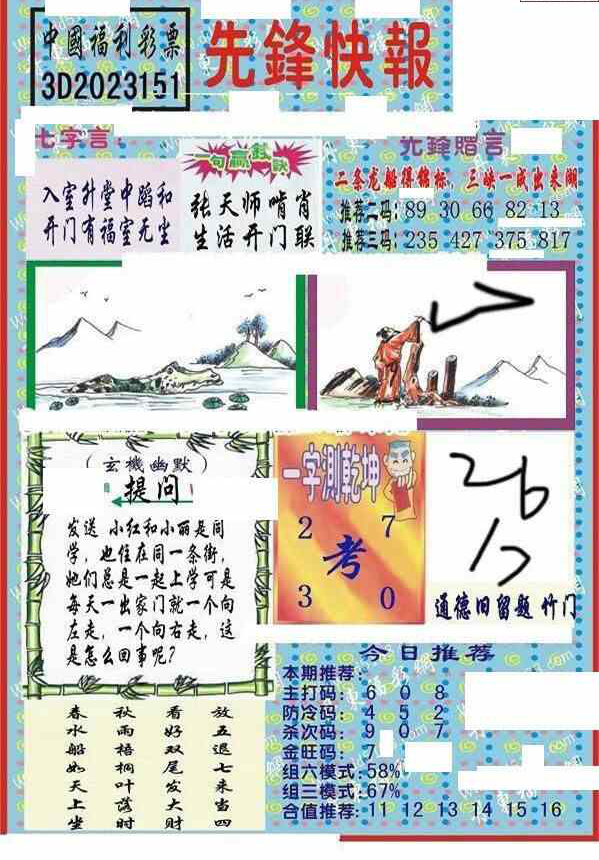 23151期: 福彩3D丹东全图分析