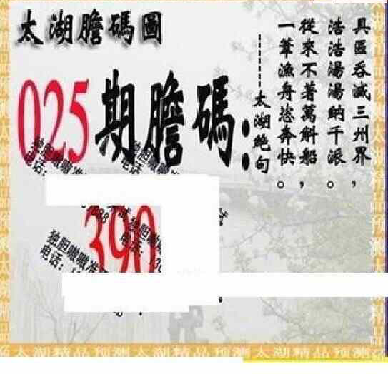 24025期: 太湖图福彩3D精品预测