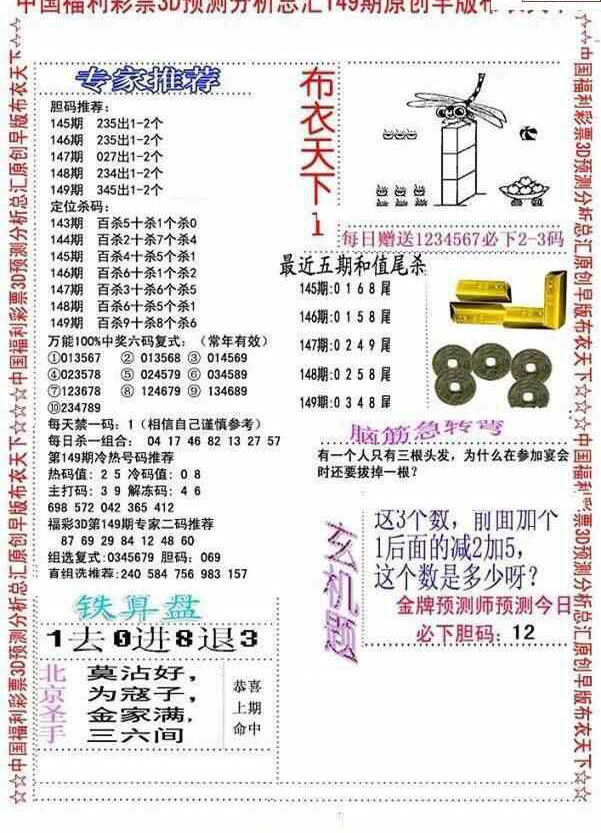 23149期: 福彩3D全套图版参考