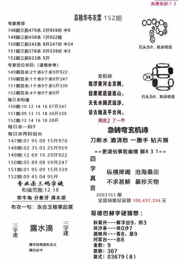 23152期: 福彩3D全套图版参考