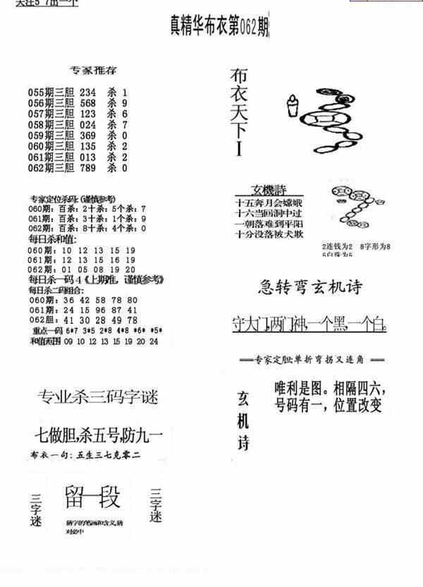 24062期: 福彩3D全套图版参考