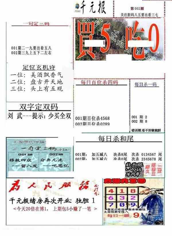 24002期: 福彩3D全套图版参考