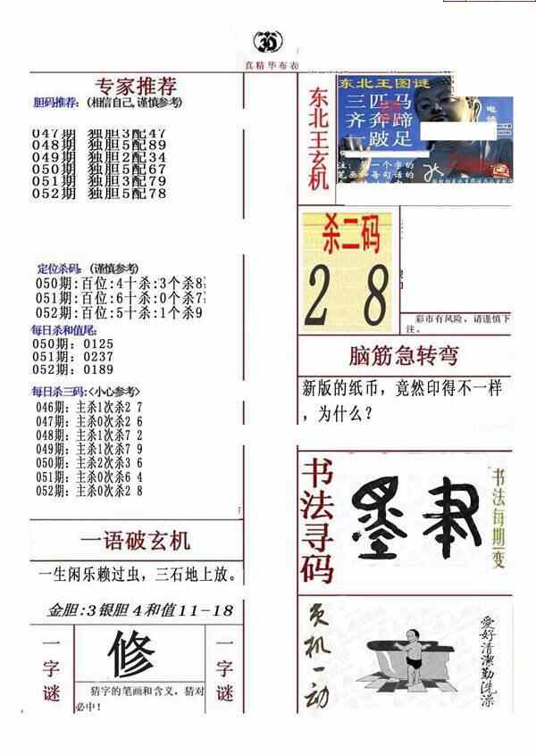 24052期: 福彩3D全套图版参考