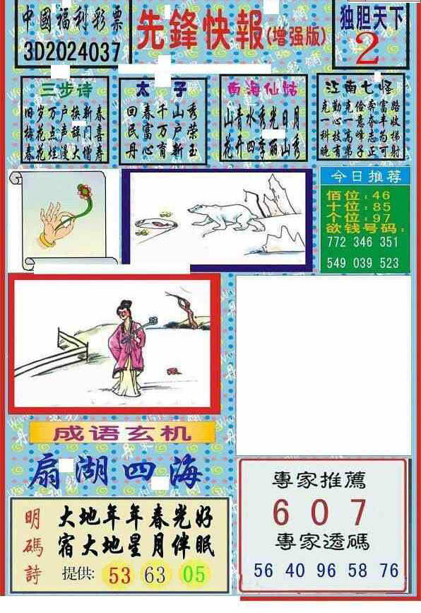 24037期: 福彩3D丹东全图分析