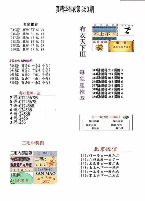 23350期: 福彩3D全套图版参考