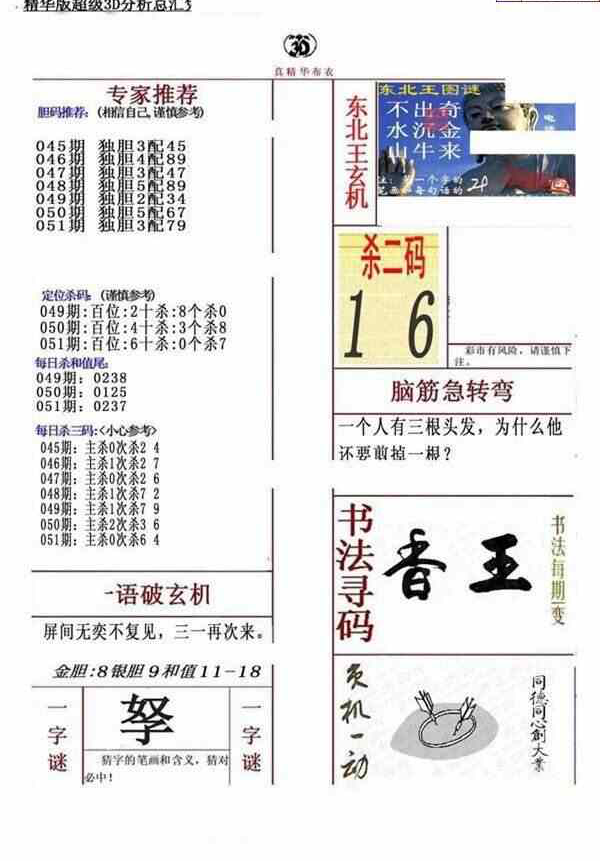 24051期: 福彩3D全套图版参考