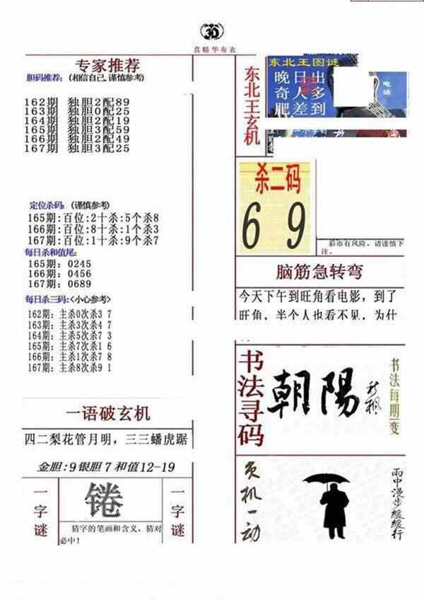 23167期: 福彩3D全套图版参考