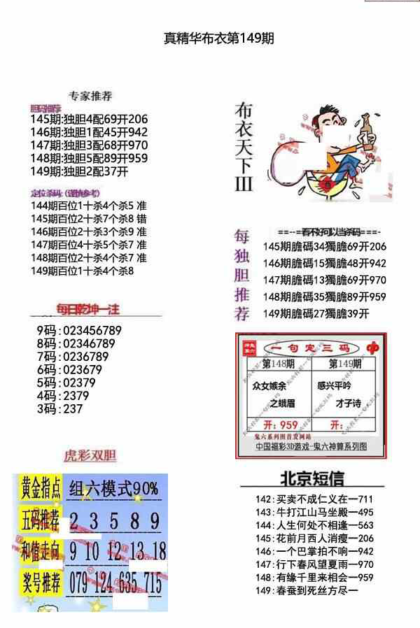 23149期: 福彩3D全套图版参考