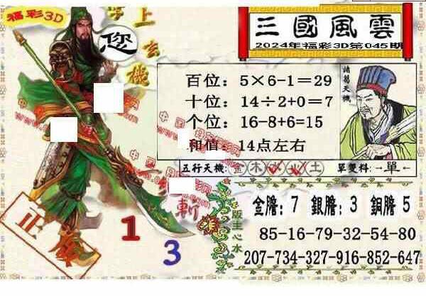 24045期: 福彩3D丹东全图分析