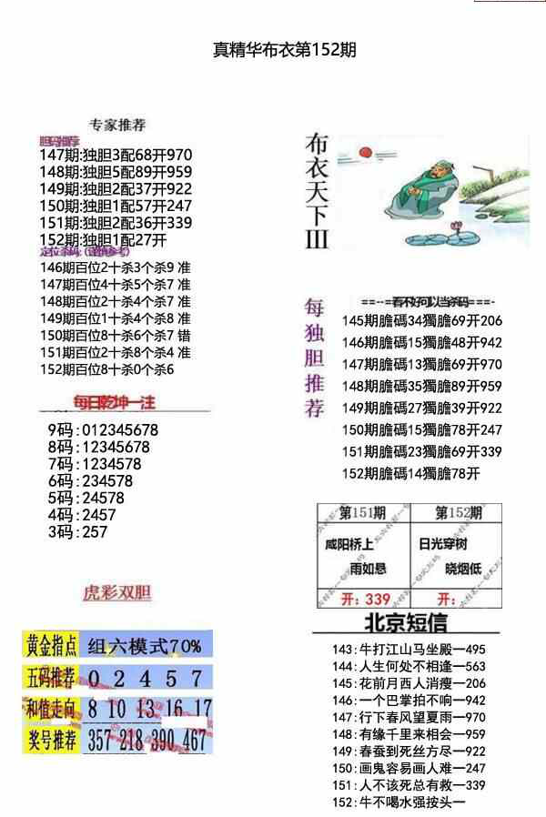 23152期: 福彩3D全套图版参考