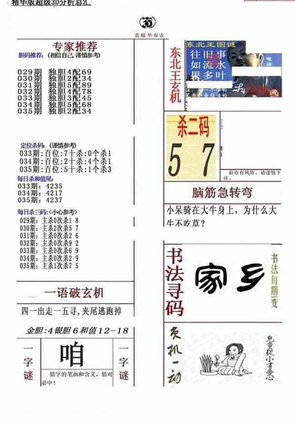 24035期: 福彩3D全套图版参考