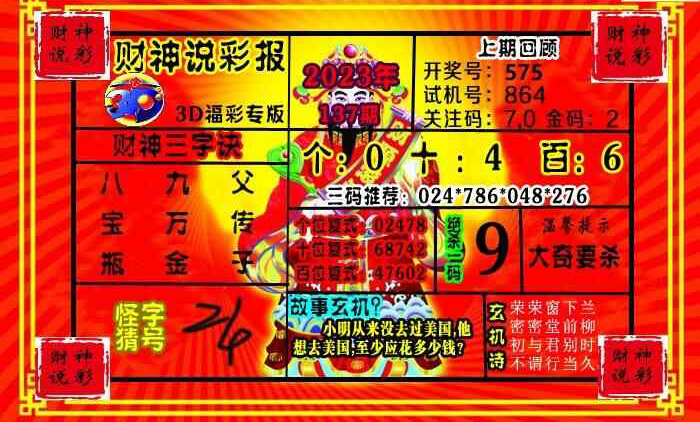 23137期: 财神说彩3D全套图版