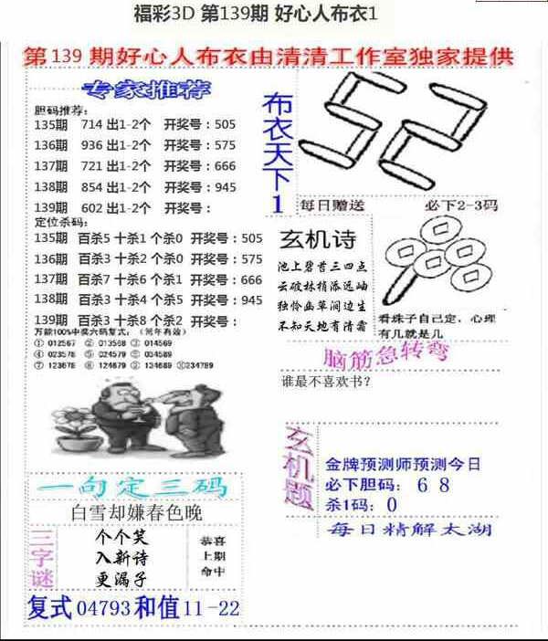 23139期: 福彩3D全套图版参考