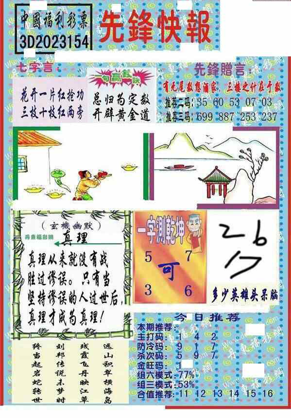 23154期: 福彩3D丹东全图分析