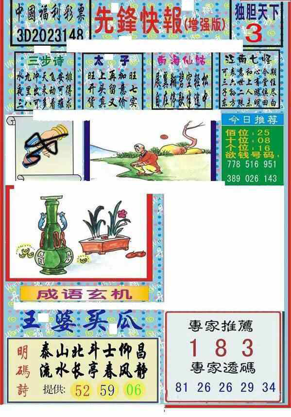 23148期: 福彩3D丹东全图分析
