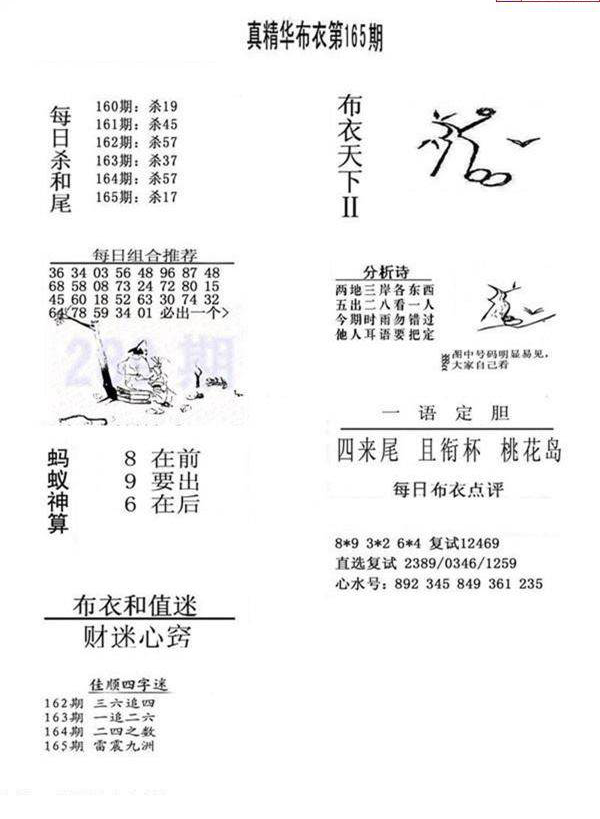 23165期: 福彩3D全套图版参考