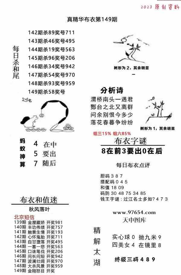 23149期: 福彩3D全套图版参考