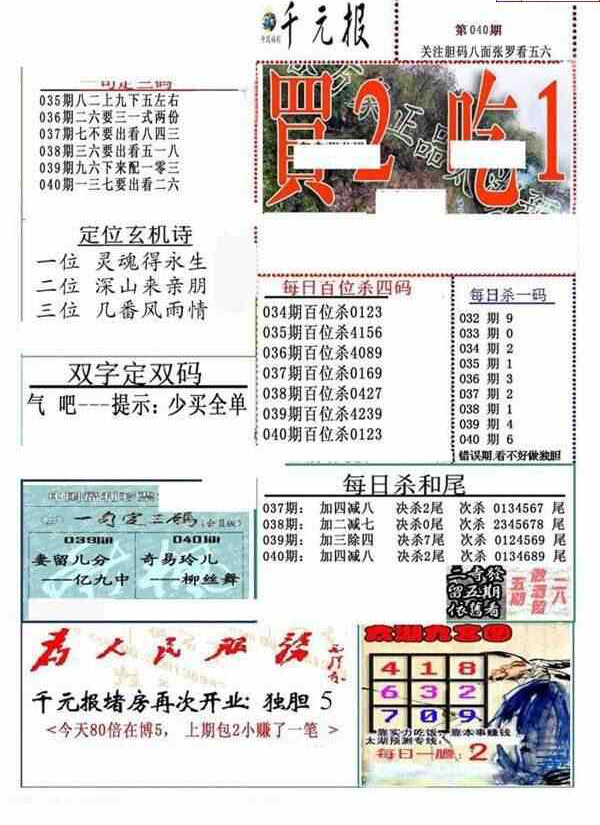 24040期: 福彩3D全套图版参考