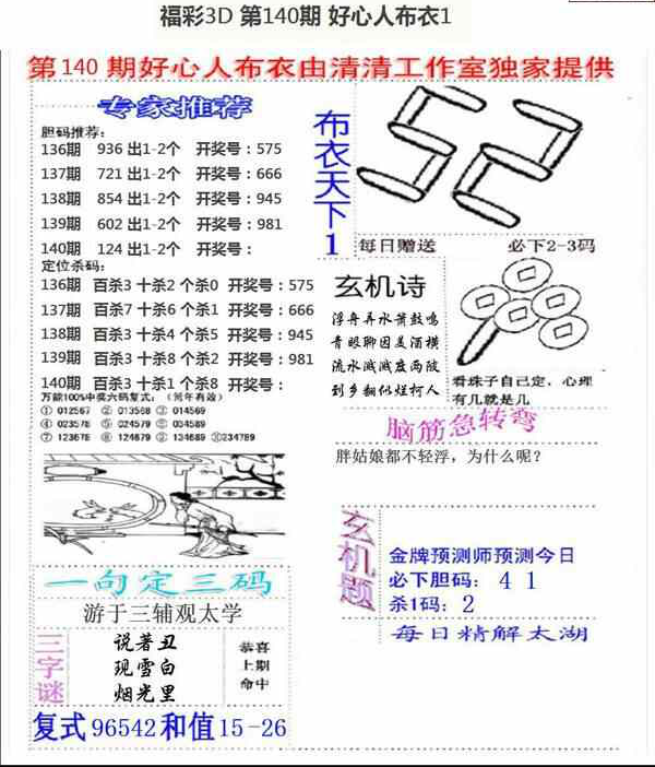 23140期: 福彩3D全套图版参考