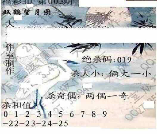24003期: 大兵福彩3D黄金报图版
