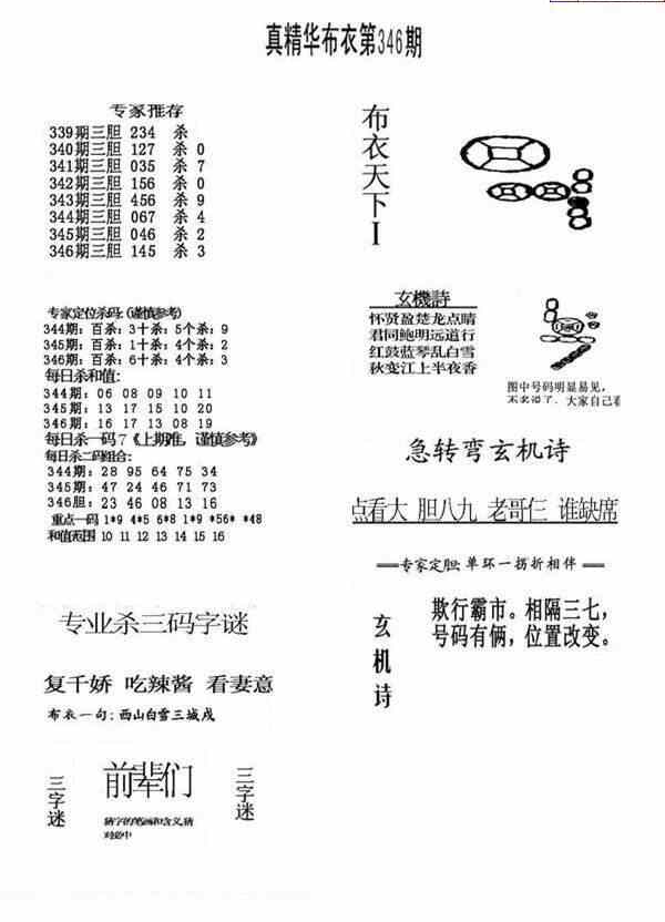 23346期: 福彩3D全套图版参考