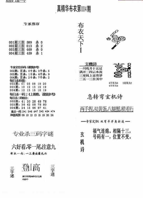 24004期: 福彩3D全套图版参考