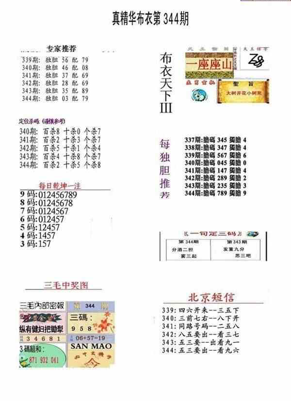 23344期: 福彩3D全套图版参考