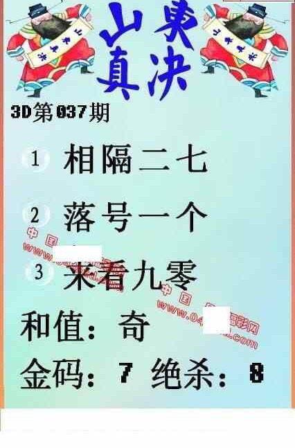 24037期: 福彩3D丹东全图分析