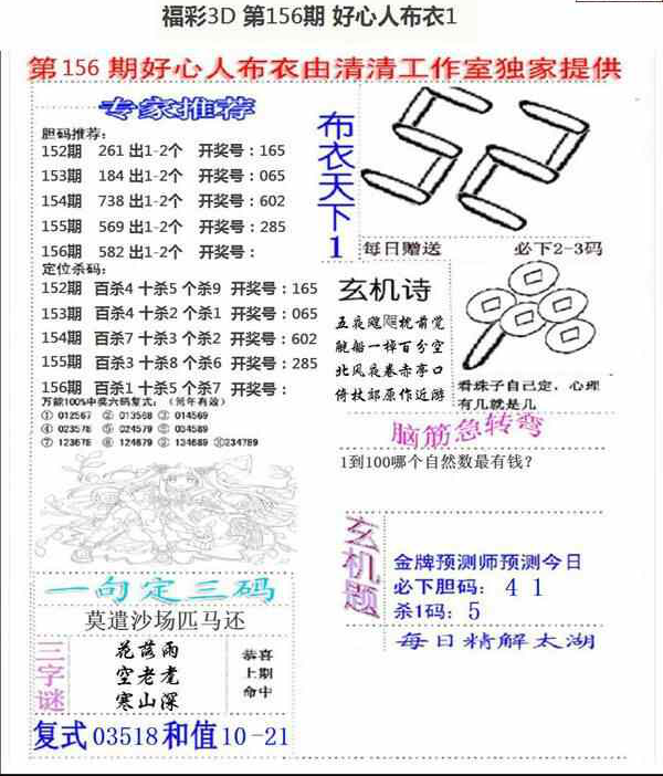 23156期: 福彩3D全套图版参考