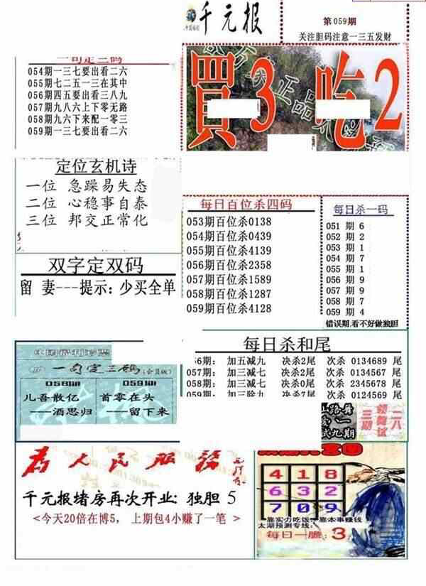 24059期: 福彩3D全套图版参考