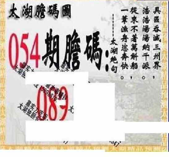 24054期: 太湖图福彩3D精品预测
