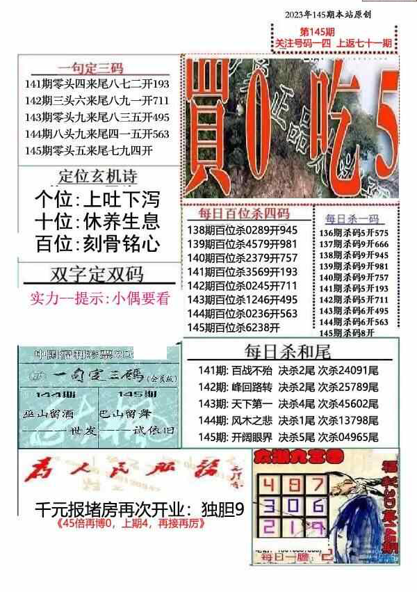 23145期: 福彩3D全套图版参考