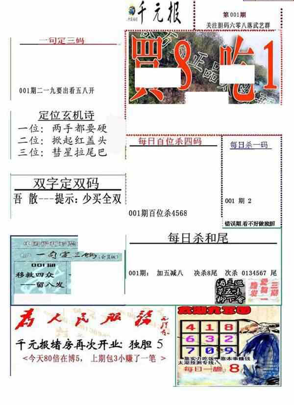 24001期: 福彩3D全套图版参考