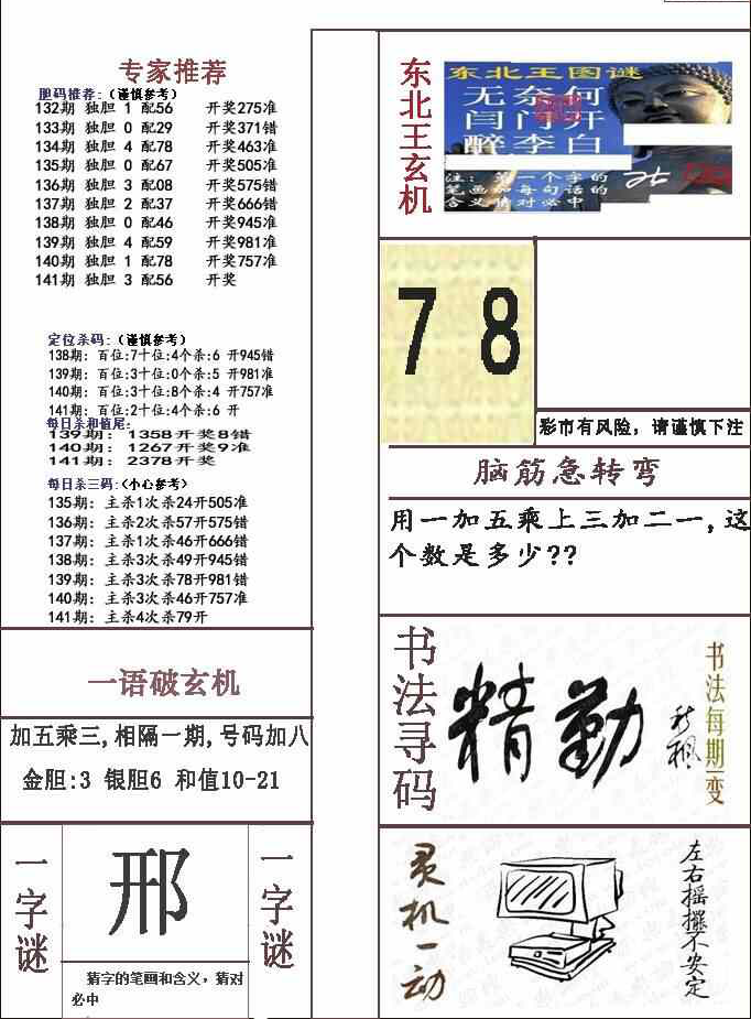 23141期: 福彩3D全套图版参考