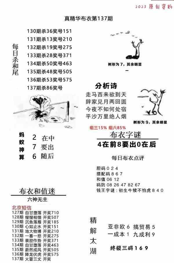 23137期: 福彩3D全套图版参考