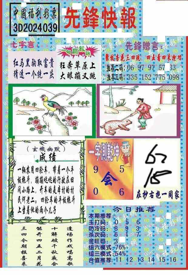24039期: 福彩3D丹东全图分析