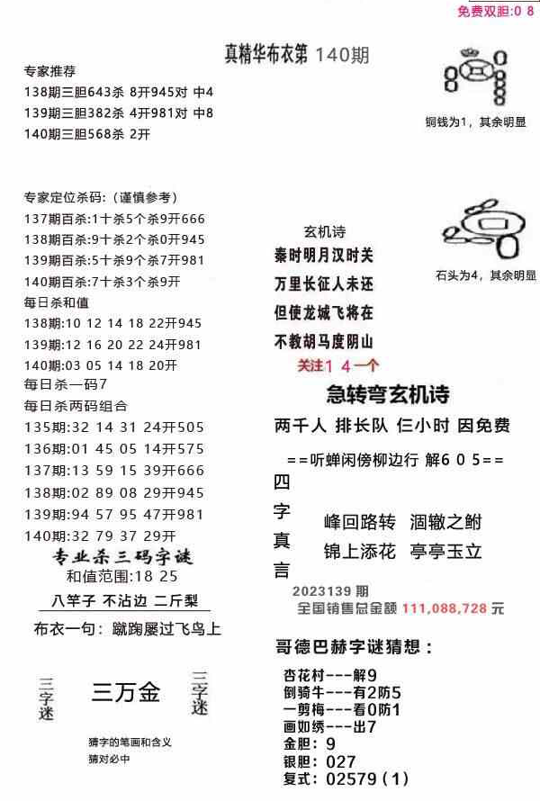 23140期: 福彩3D全套图版参考
