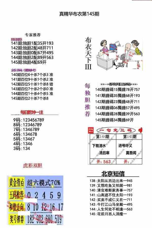 23145期: 福彩3D全套图版参考