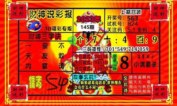 23145期: 财神说彩3D全套图版