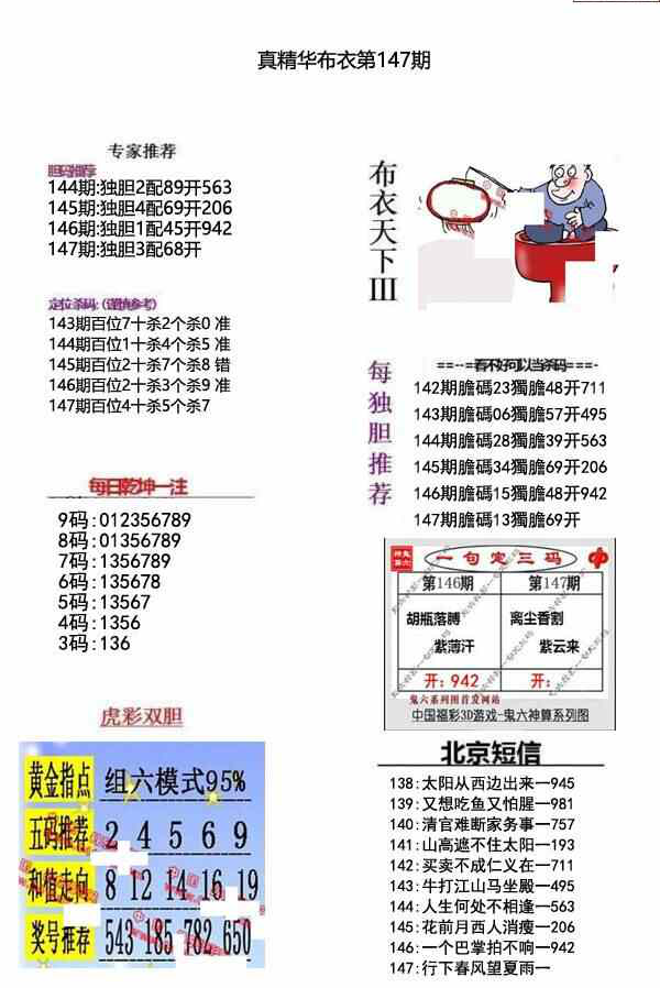 23147期: 福彩3D全套图版参考