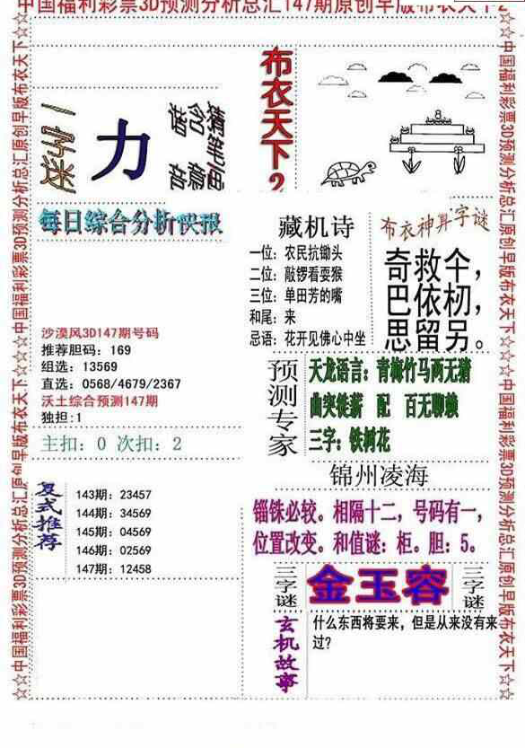 23147期: 福彩3D全套图版参考