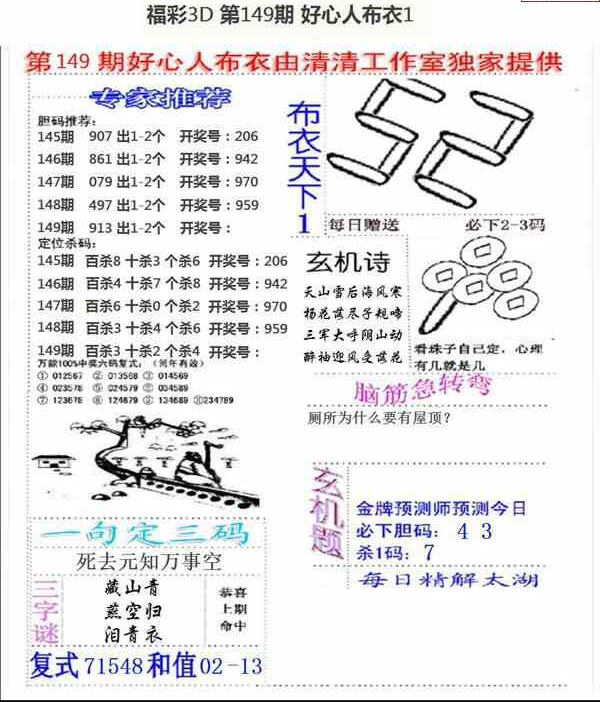 23149期: 福彩3D全套图版参考