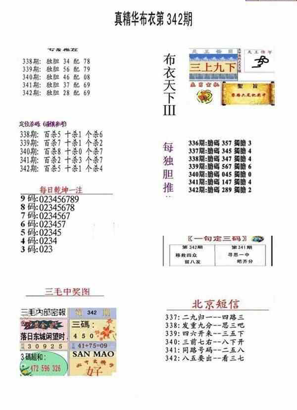 23342期: 福彩3D全套图版参考