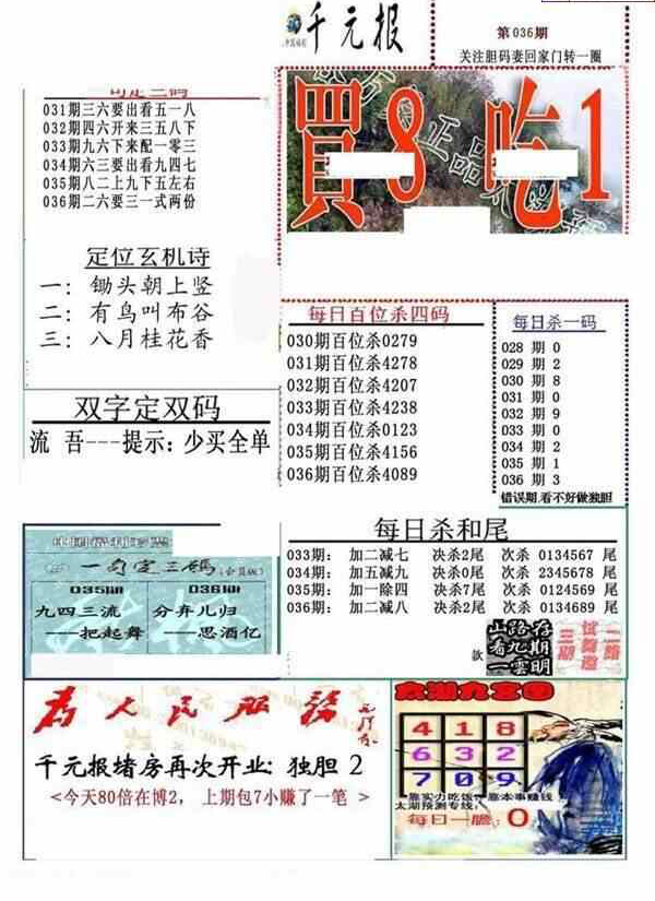 24036期: 福彩3D全套图版参考