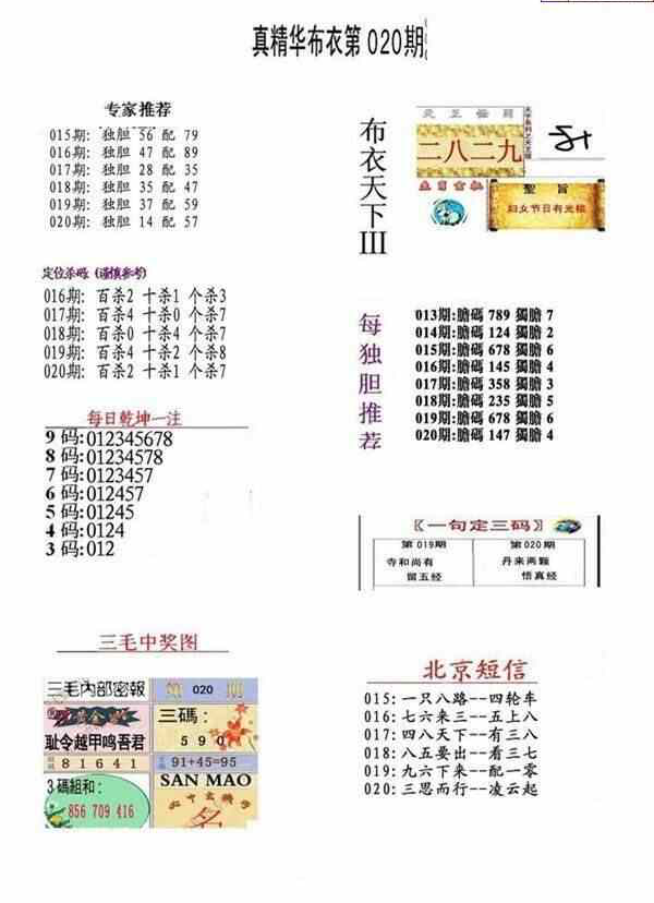 24020期: 福彩3D全套图版参考