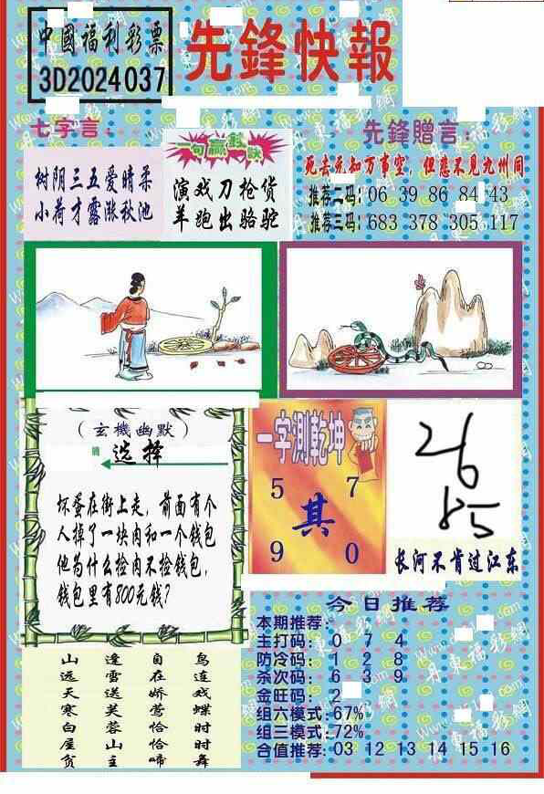 24037期: 福彩3D丹东全图分析