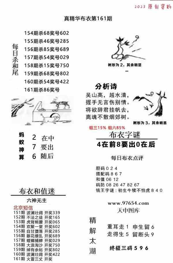 23161期: 福彩3D全套图版参考