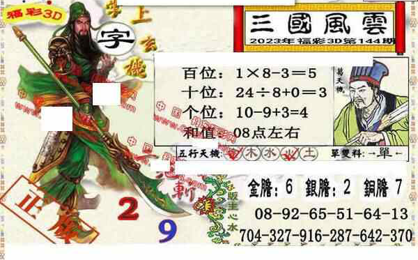 23144期: 福彩3D丹东全图分析