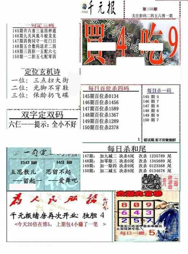 23150期: 福彩3D全套图版参考